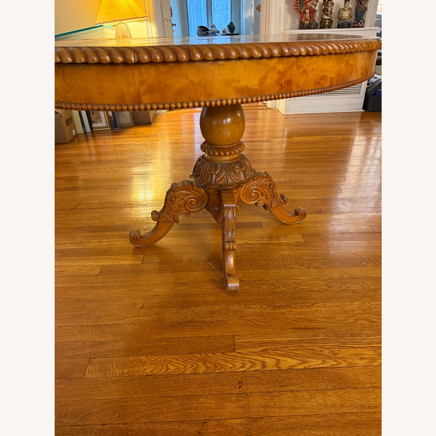 Antique Carved Oval Dining Table Solid Wood - image-7