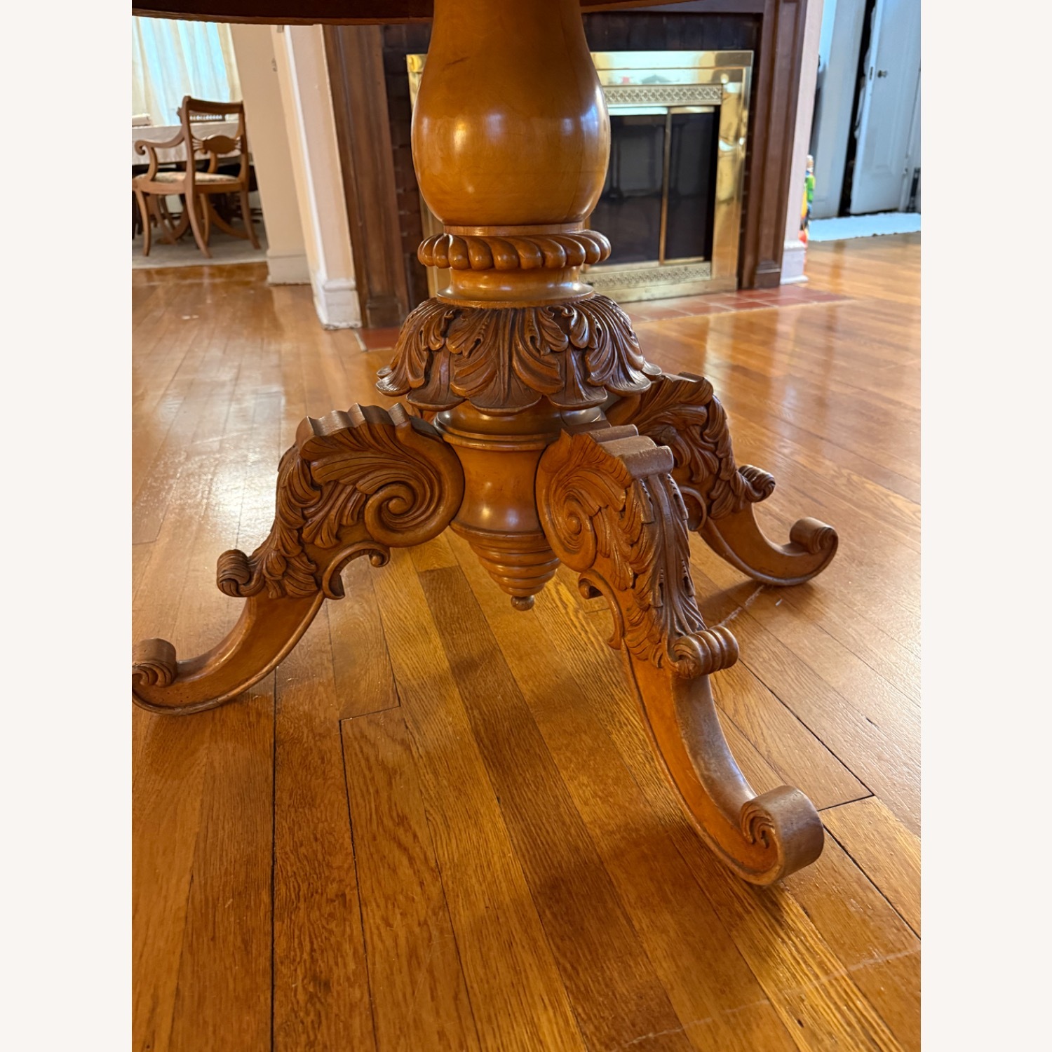 Antique Carved Oval Dining Table Solid Wood - image-3