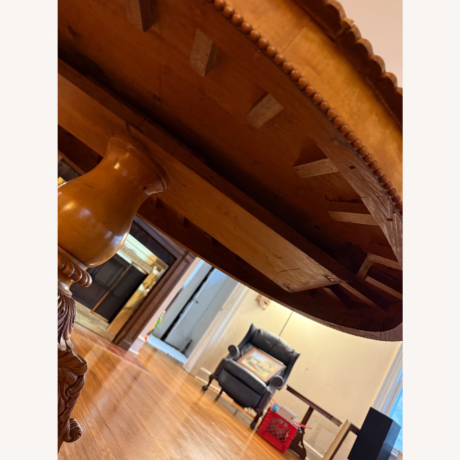 Antique Carved Oval Dining Table Solid Wood - image-8