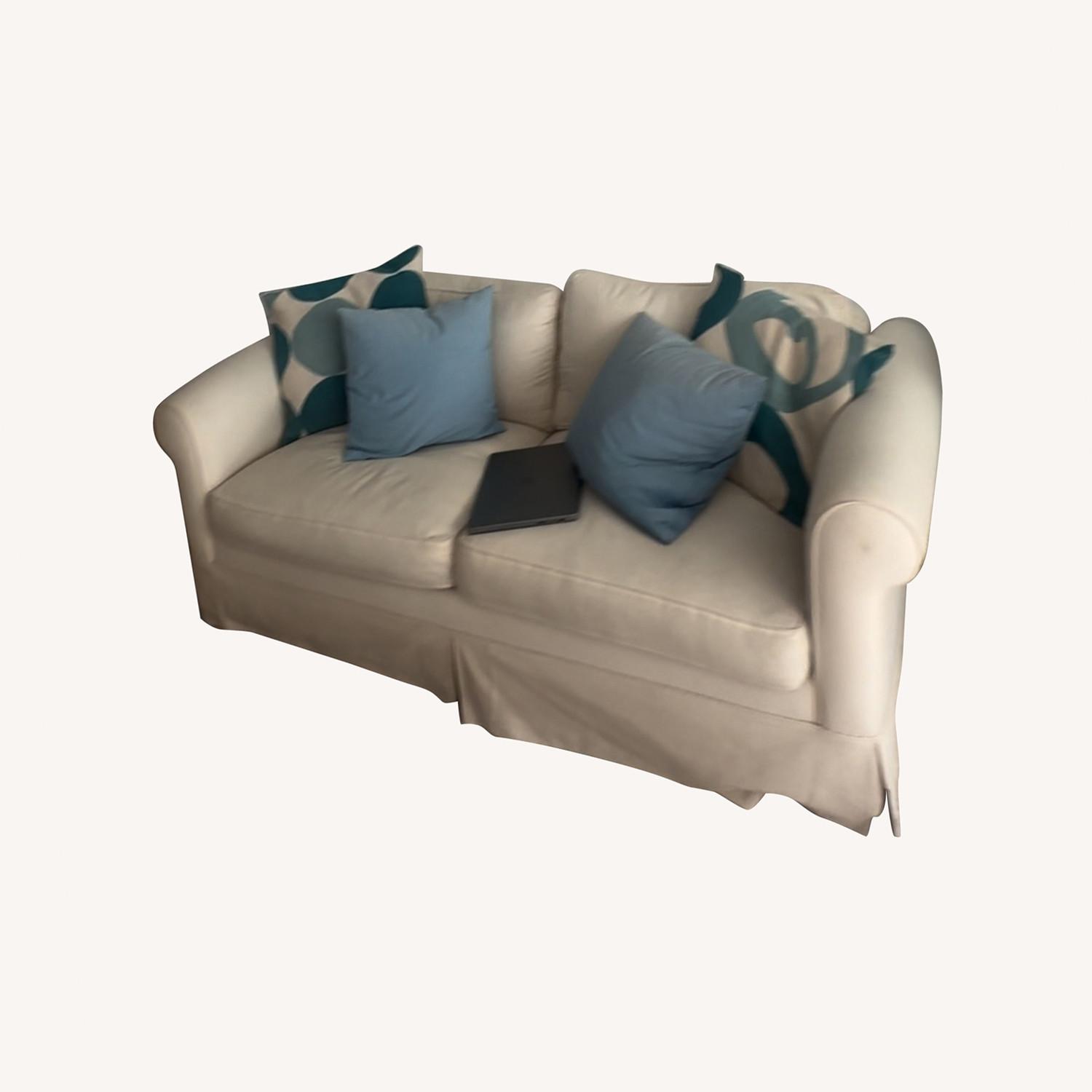 White Fabric Sleeper Sofa - image-0