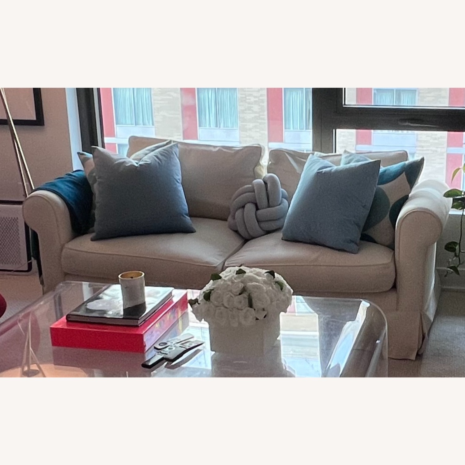 White Fabric Sleeper Sofa - image-4