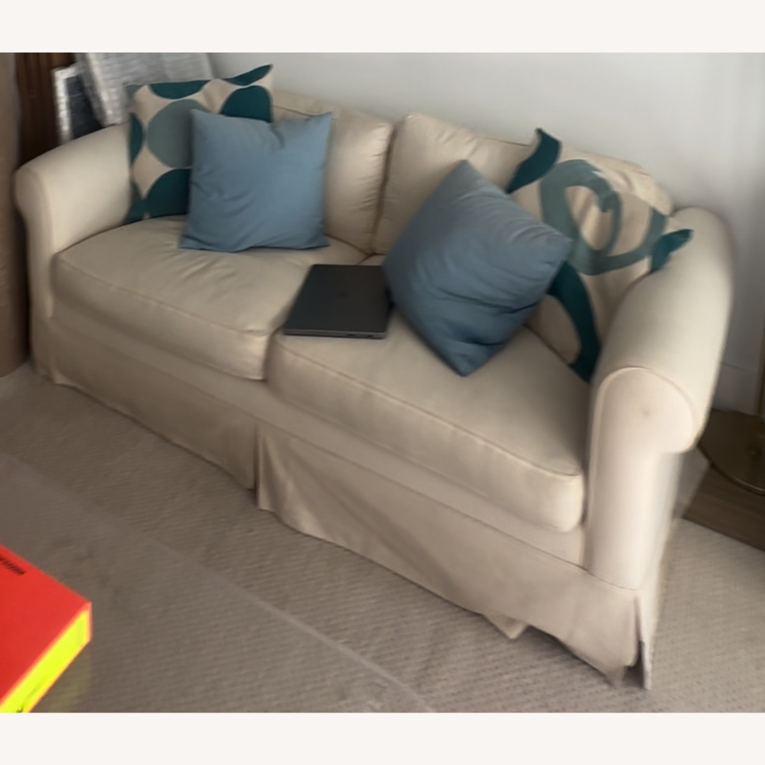 White Fabric Sleeper Sofa - image-2