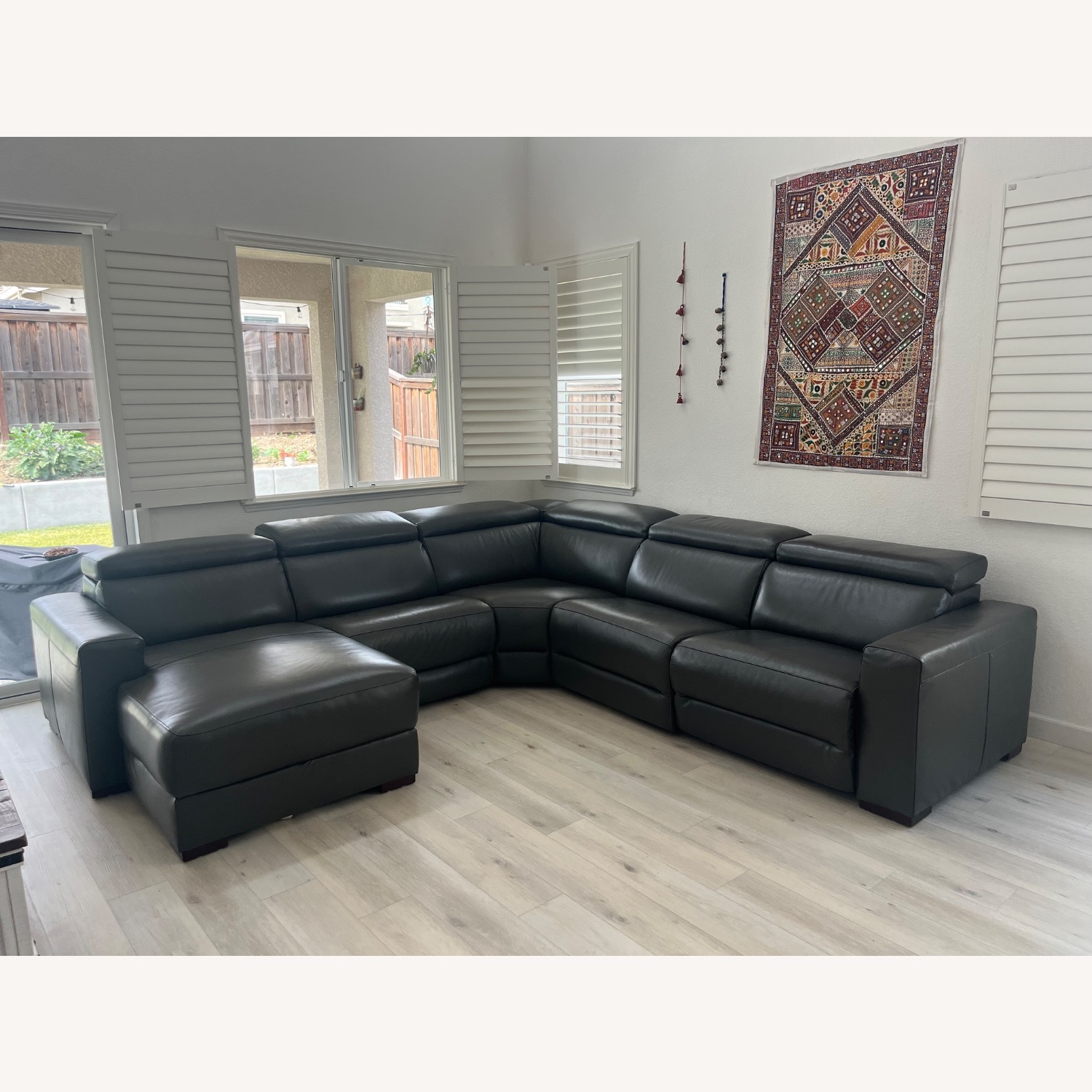 Macys' Dark Gray Leather 3+ Piece Sectional - image-3