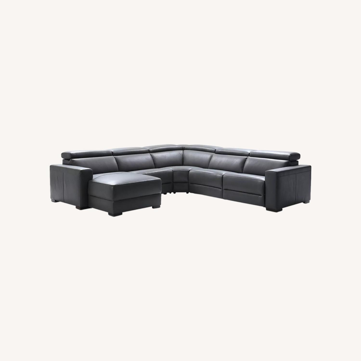 Macys' Dark Gray Leather 3+ Piece Sectional - image-0