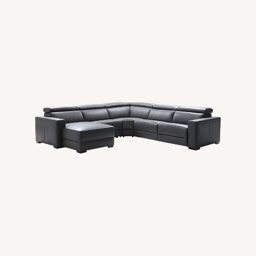 Used Macys' Dark Gray Leather 3+ Piece Sectional for sale on AptDeco