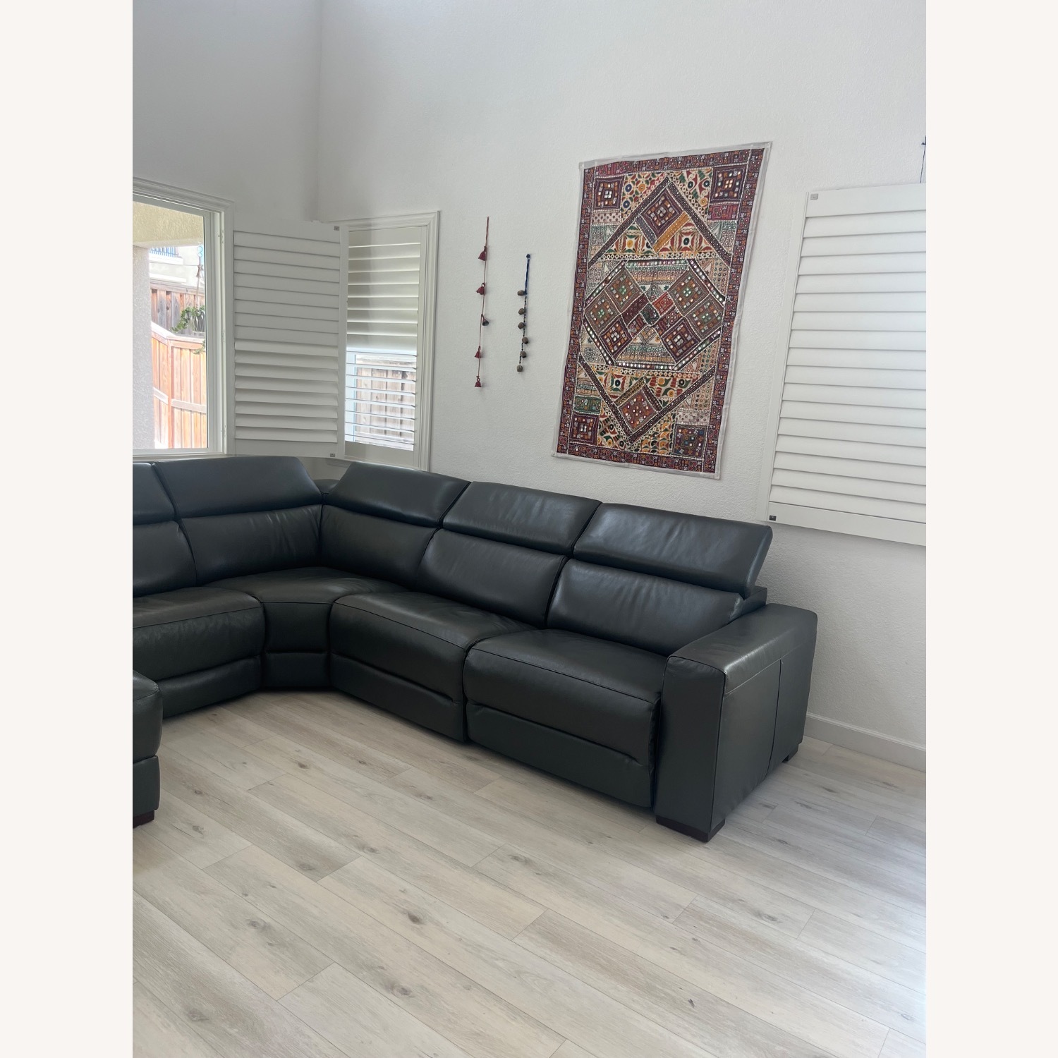 Macys' Dark Gray Leather 3+ Piece Sectional - image-6