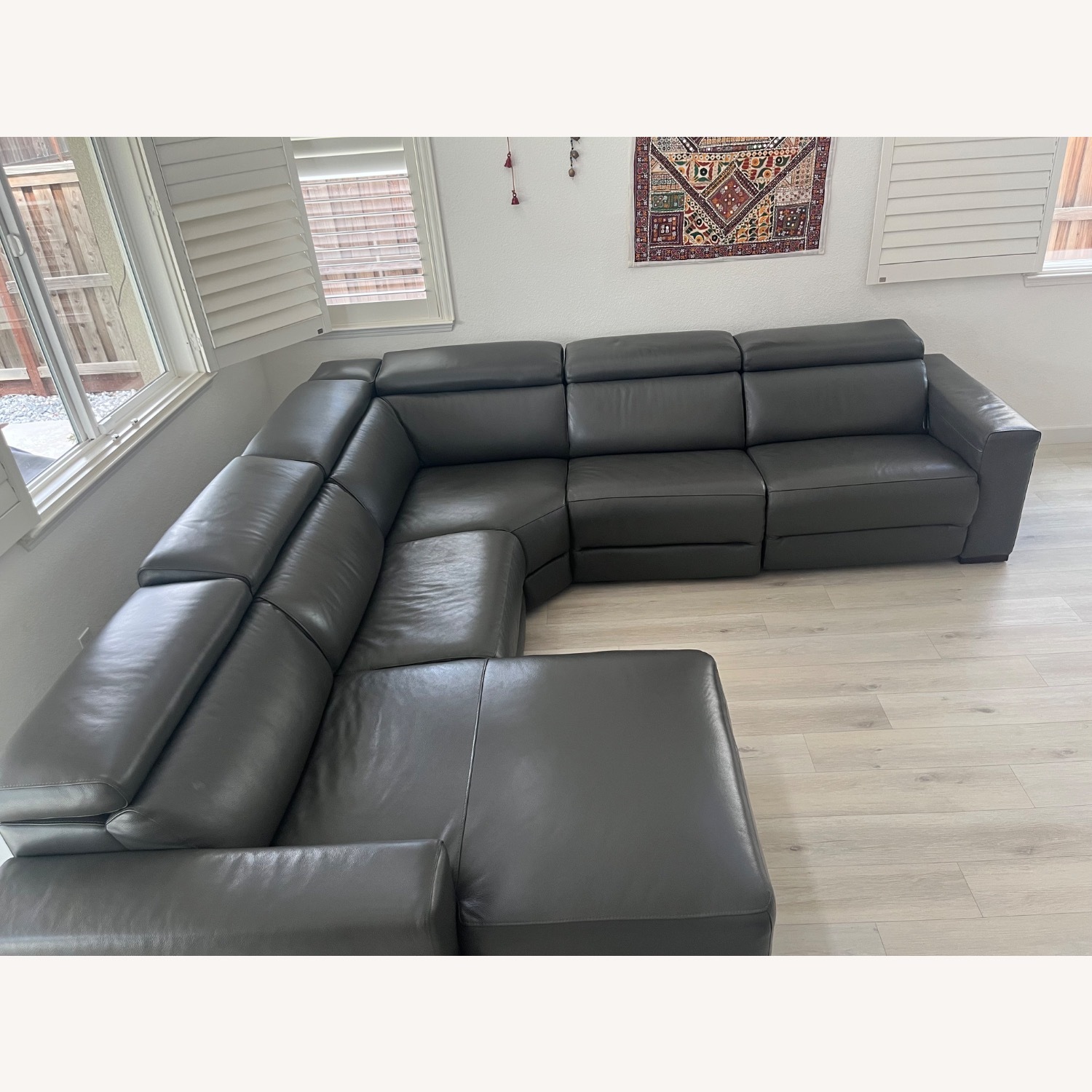 Macys' Dark Gray Leather 3+ Piece Sectional - image-2