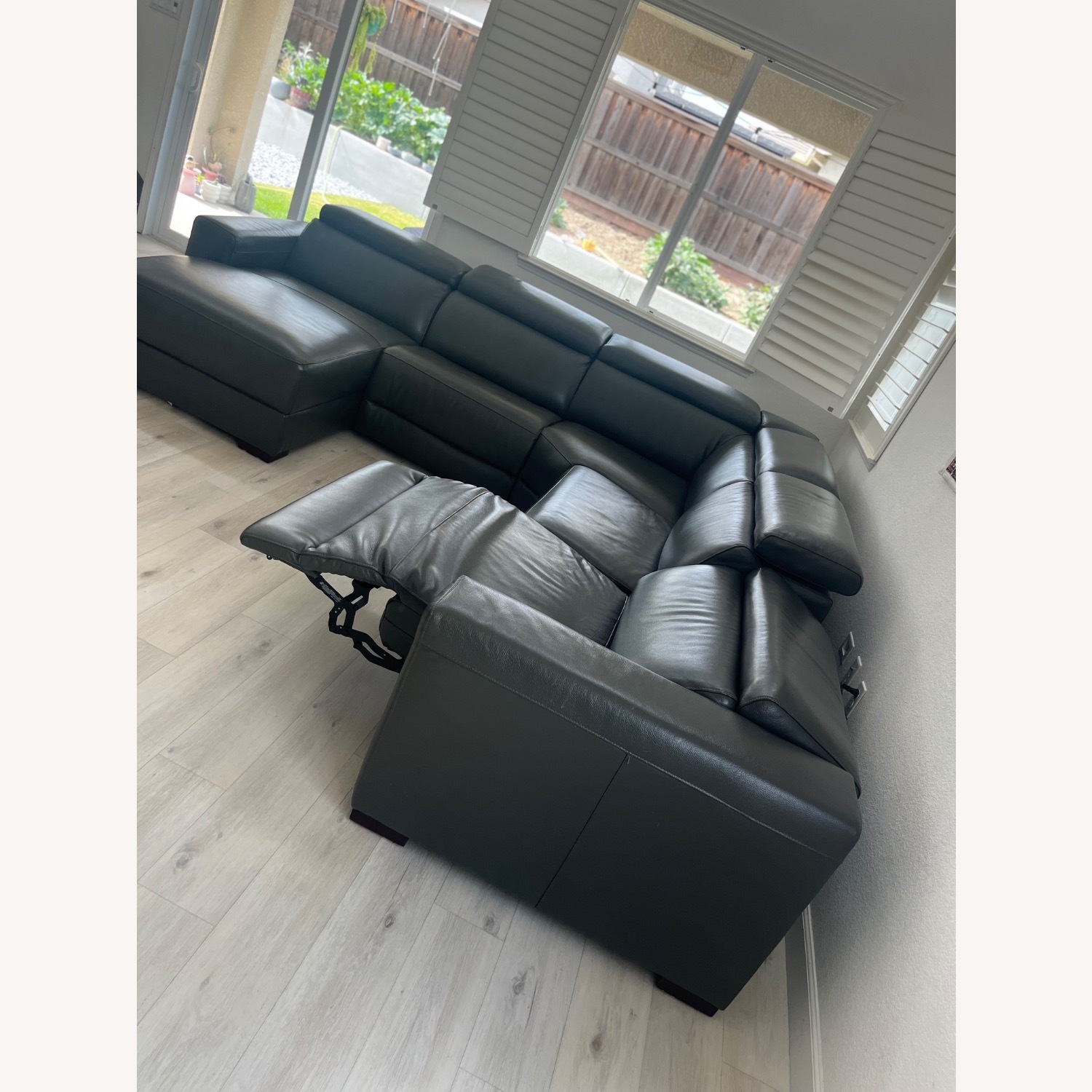 Macys' Dark Gray Leather 3+ Piece Sectional - image-1