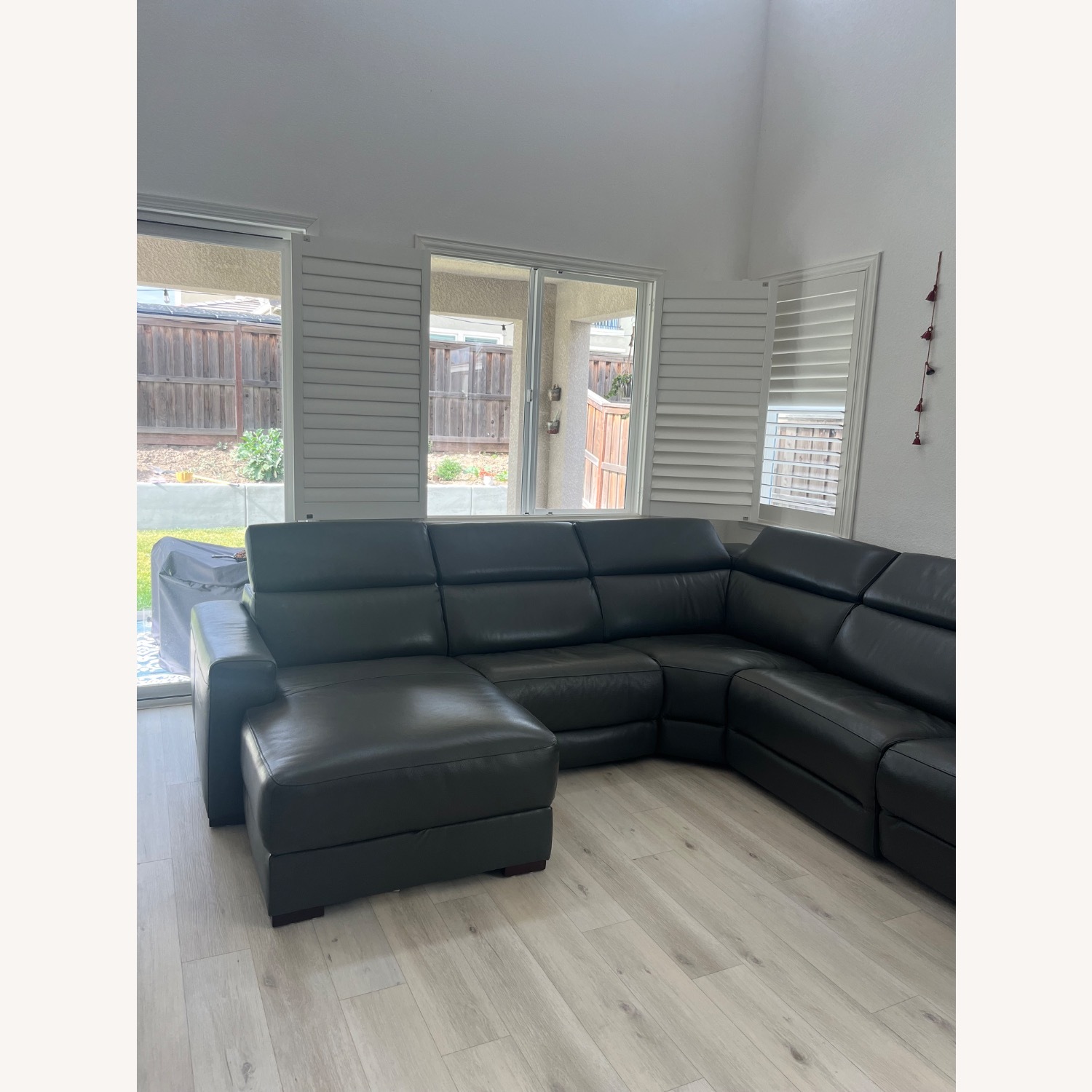 Macys' Dark Gray Leather 3+ Piece Sectional - image-5