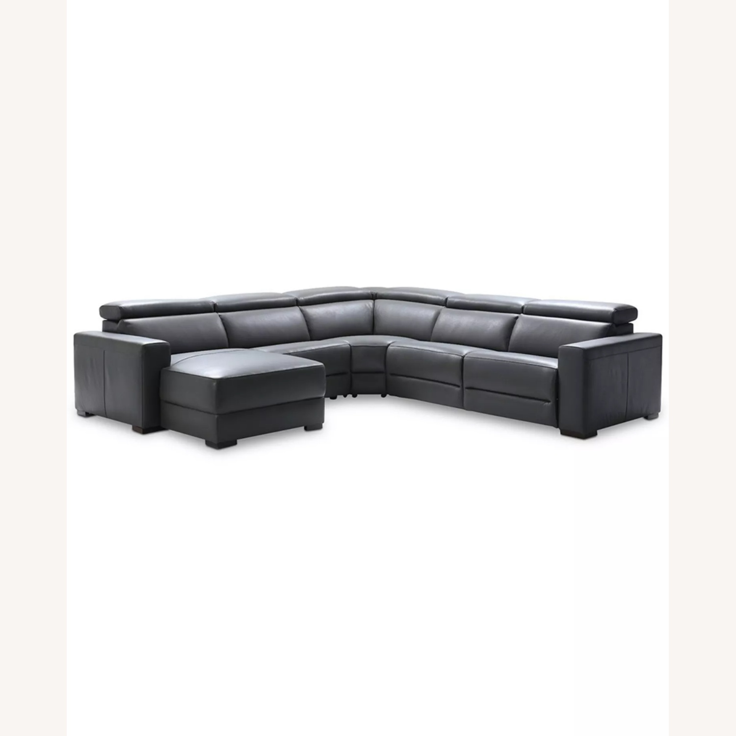 Macys' Dark Gray Leather 3+ Piece Sectional - image-7