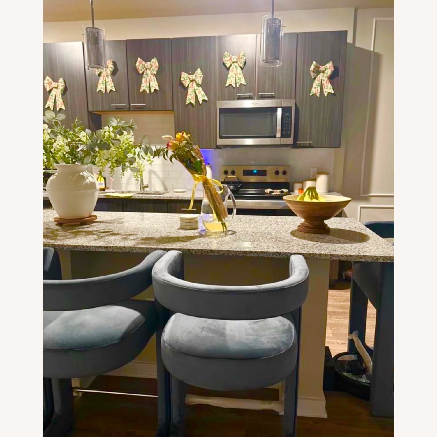 Modway Blue Velvet Stools - image-1