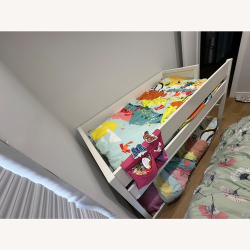Used Crate & Barrel White Wood Bunk Bed for sale on AptDeco