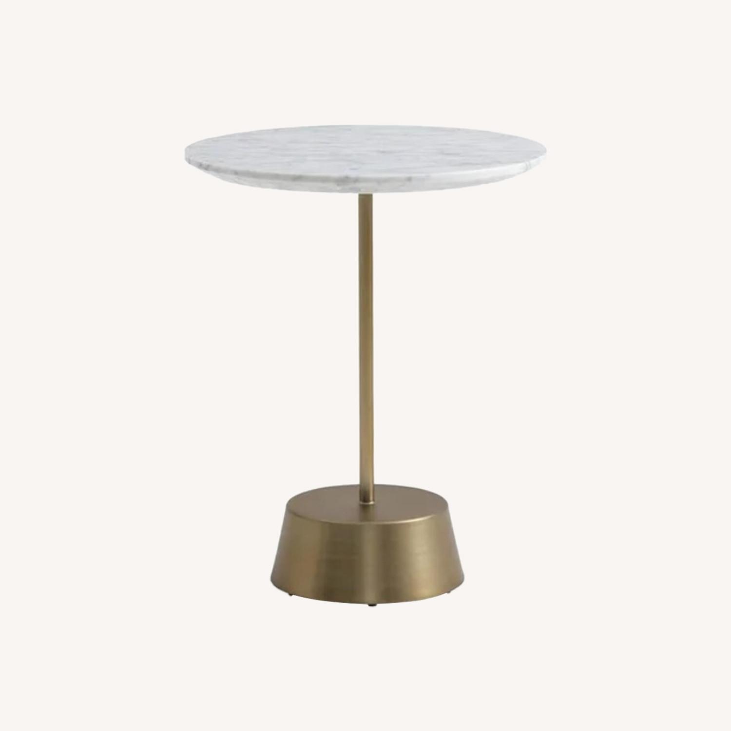 West Elm Maisie Side Table White Marble/ Antique Brass - image-0