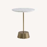 West Elm Maisie Side Table White Marble/ Antique Brass