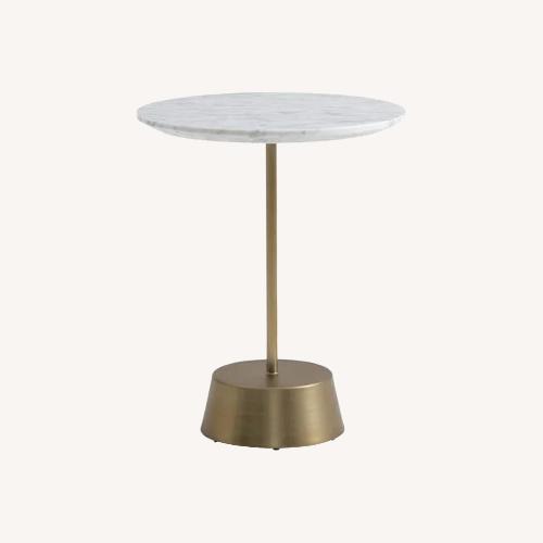 Used West Elm Maisie Side Table White Marble/ Antique Brass for sale on AptDeco