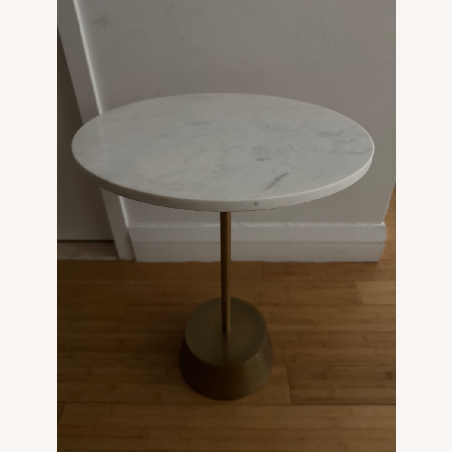 West Elm Maisie Side Table White Marble/ Antique Brass - image-1