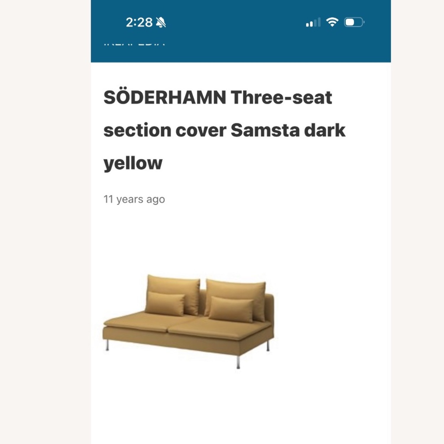 IKEA Soderhamn Dark Yellow Cover - image-5