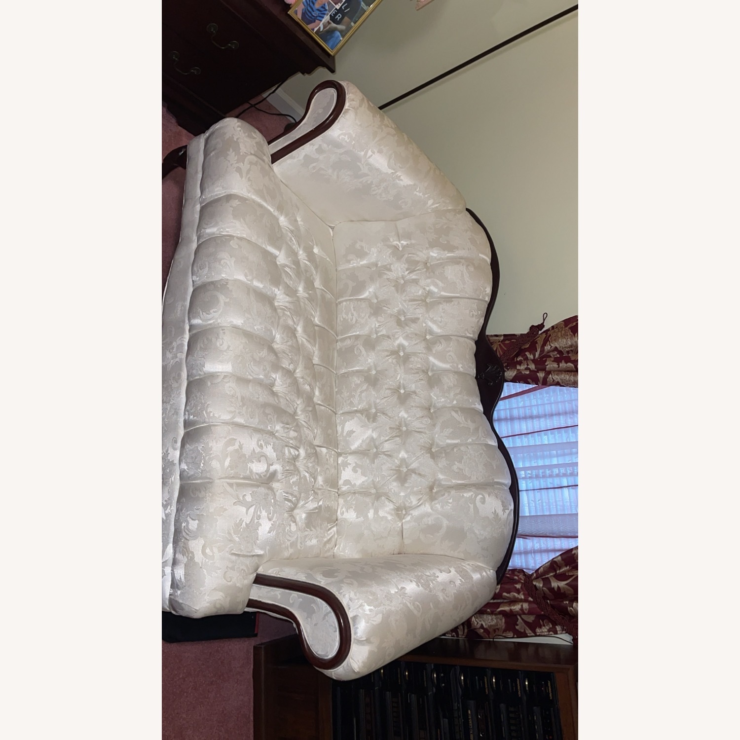 White Fabric Loveseat - image-1