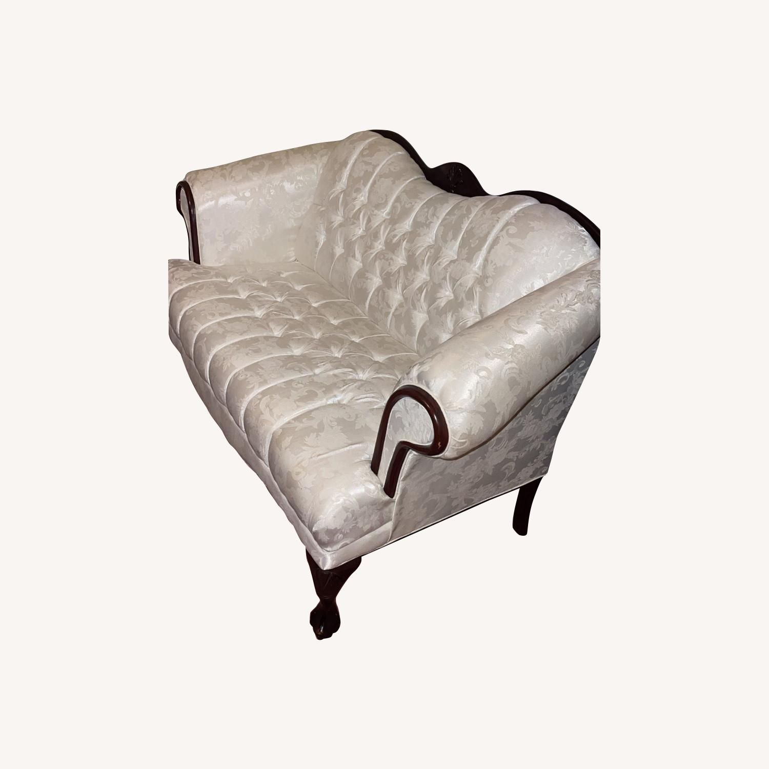 White Fabric Loveseat - image-0