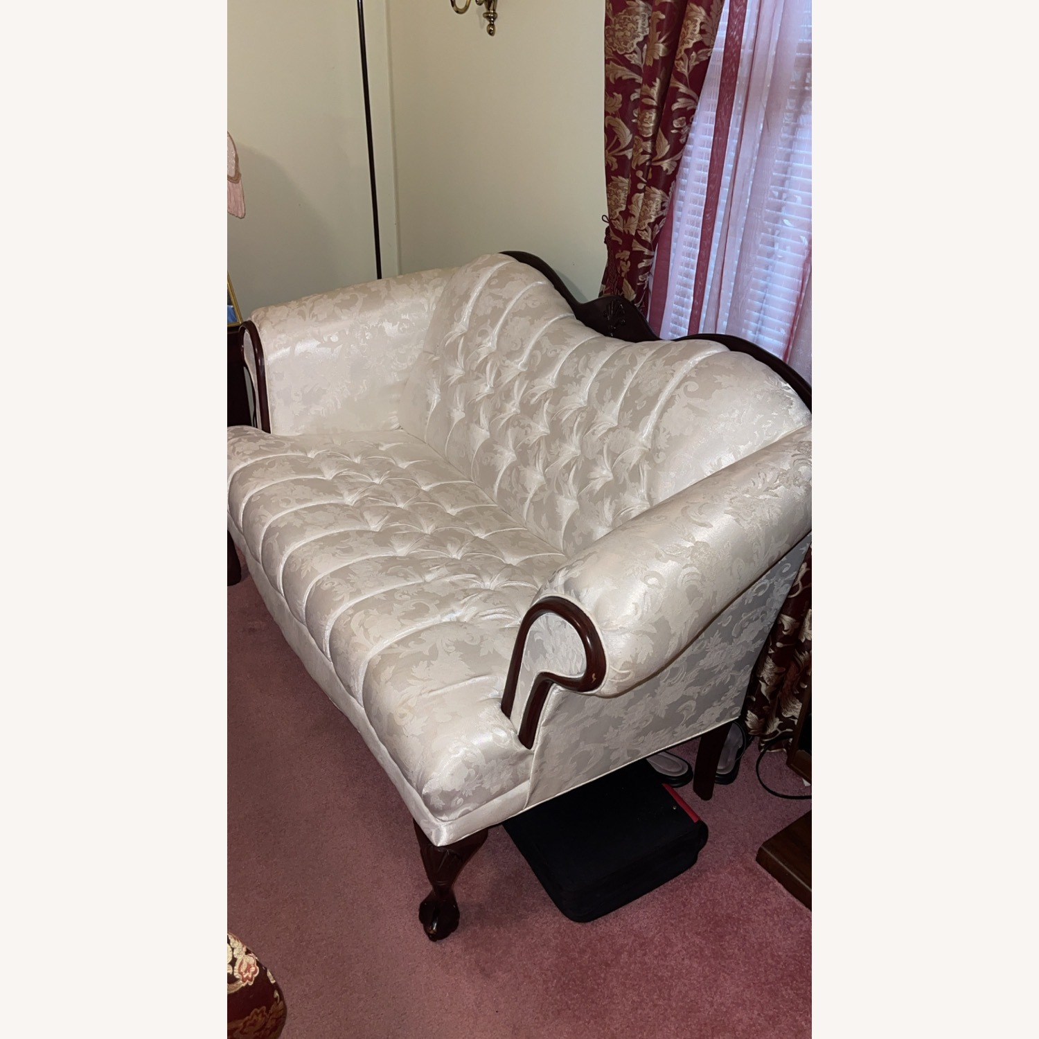 White Fabric Loveseat - image-2