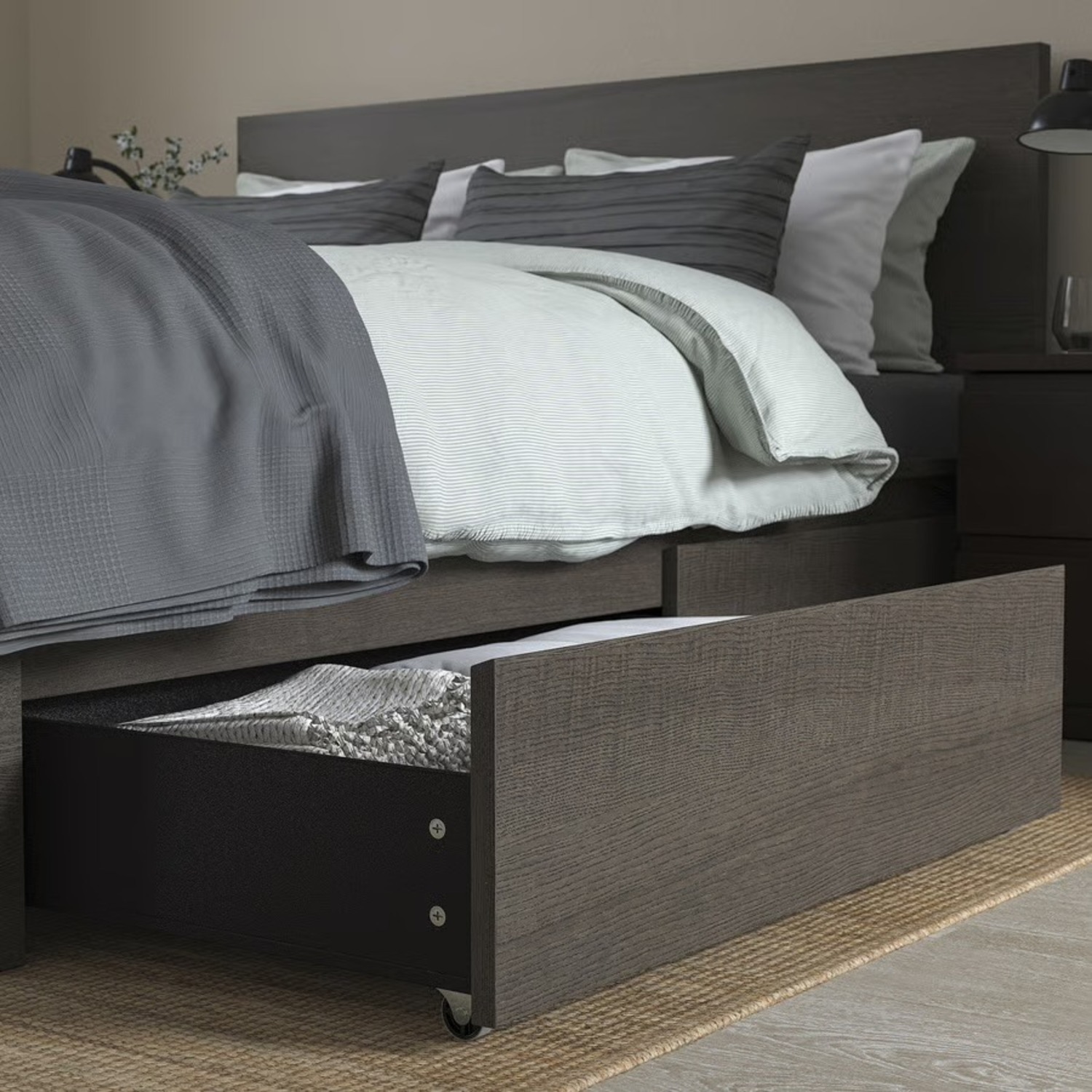 IKEA Malm Dark Brown Wood Queen Bed - image-2