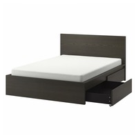 IKEA Malm Dark Brown Wood Queen Bed