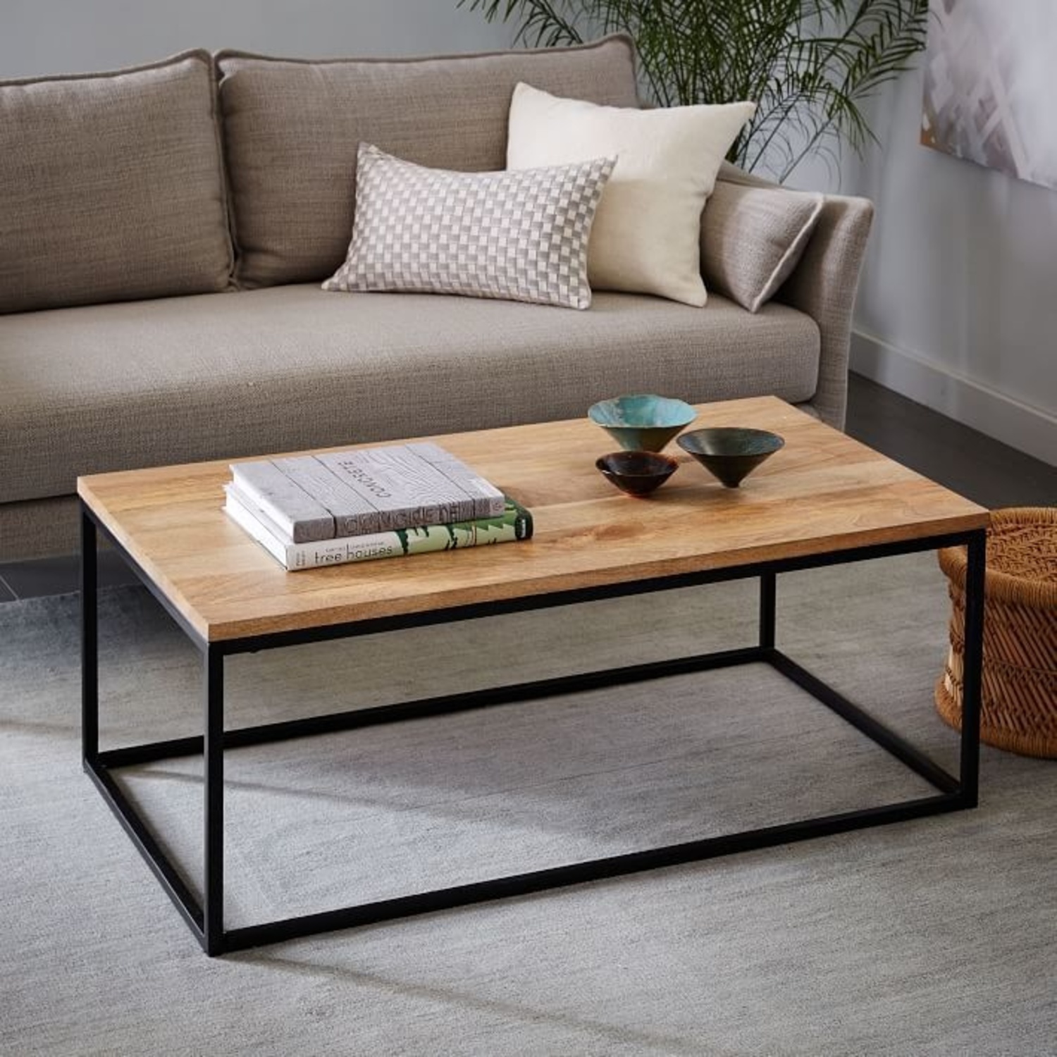 West Elm Box Frame Dark Brown Wood Coffee Table - image-4