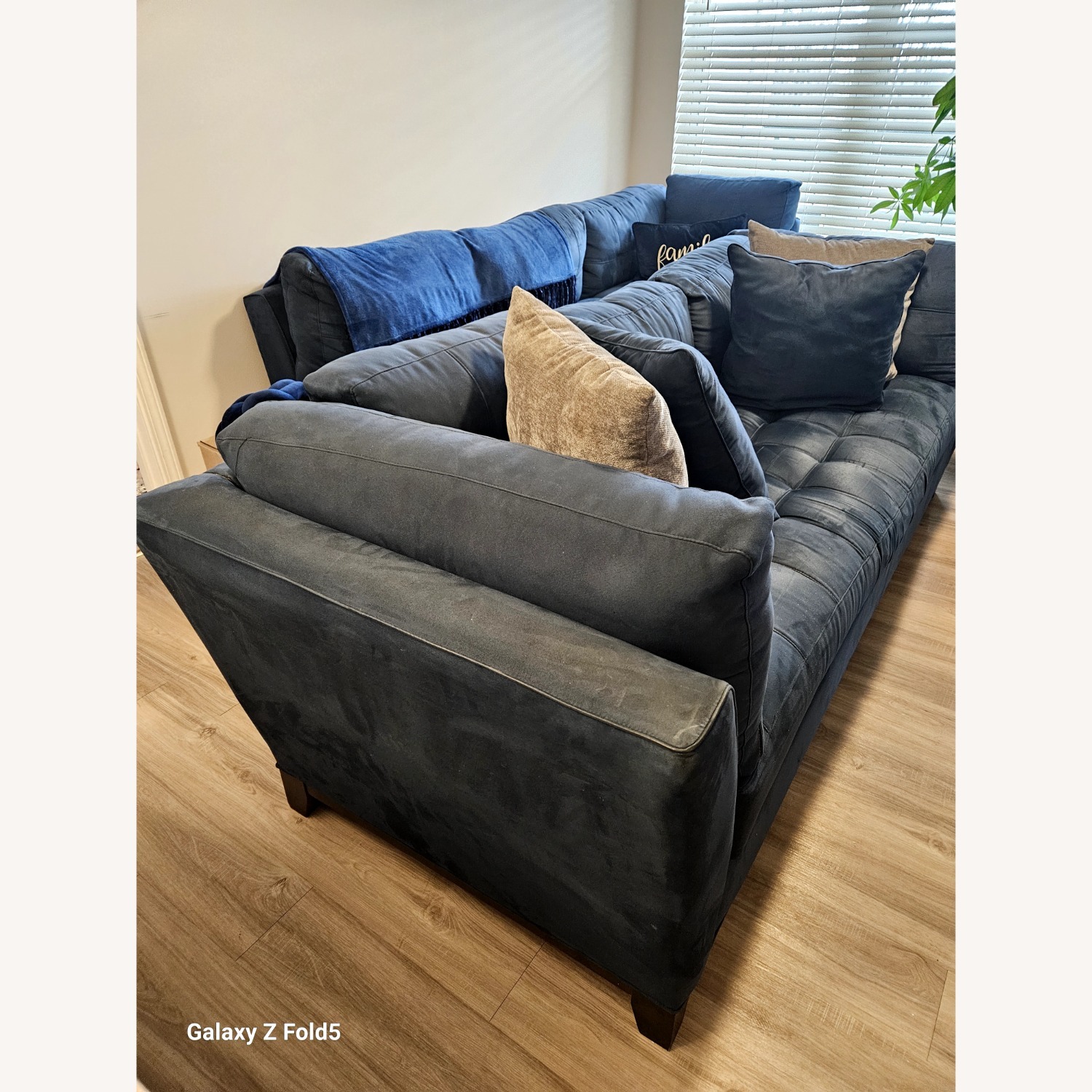 AMB Furniture Blue Fabric 3+ Seater Sofa - image-1