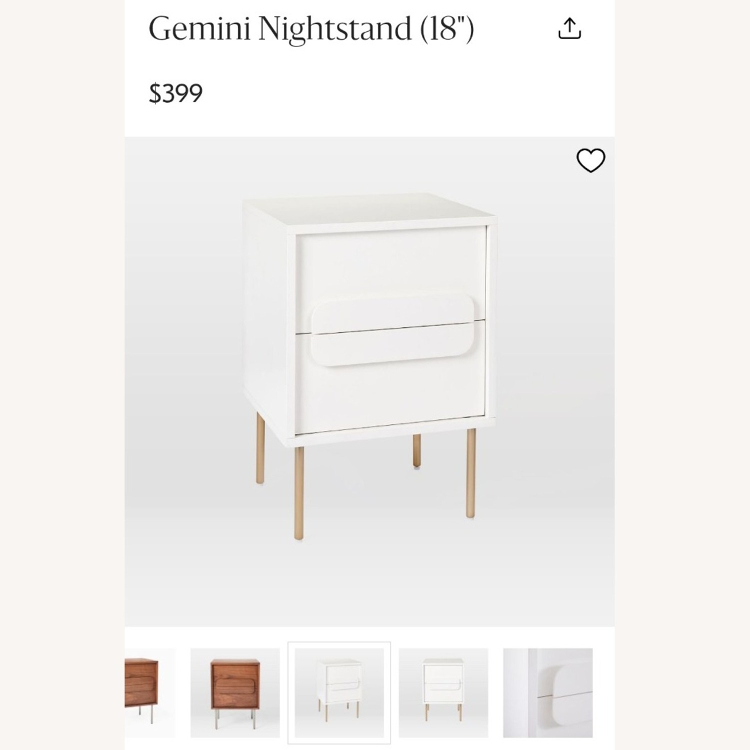 West Elm Gemini White Nightstand - image-5