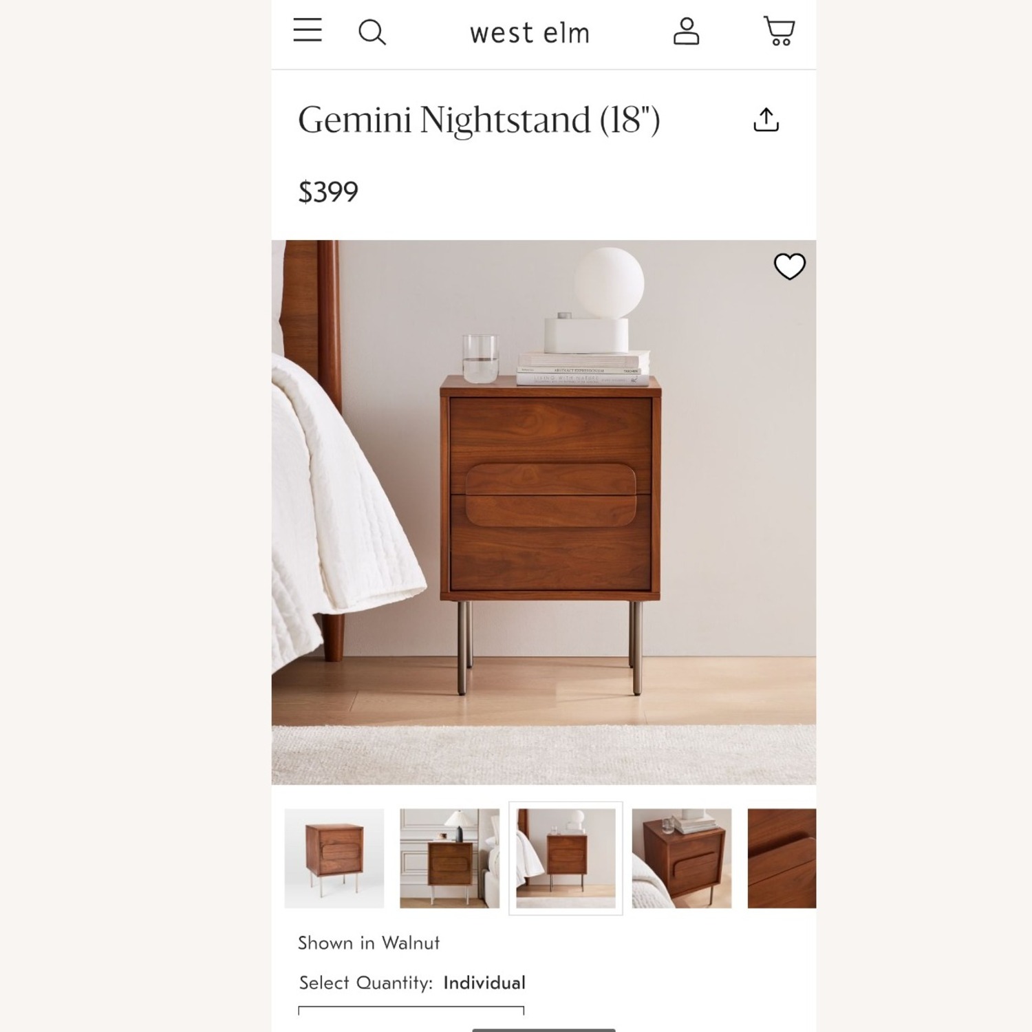 West Elm Gemini White Nightstand - image-7