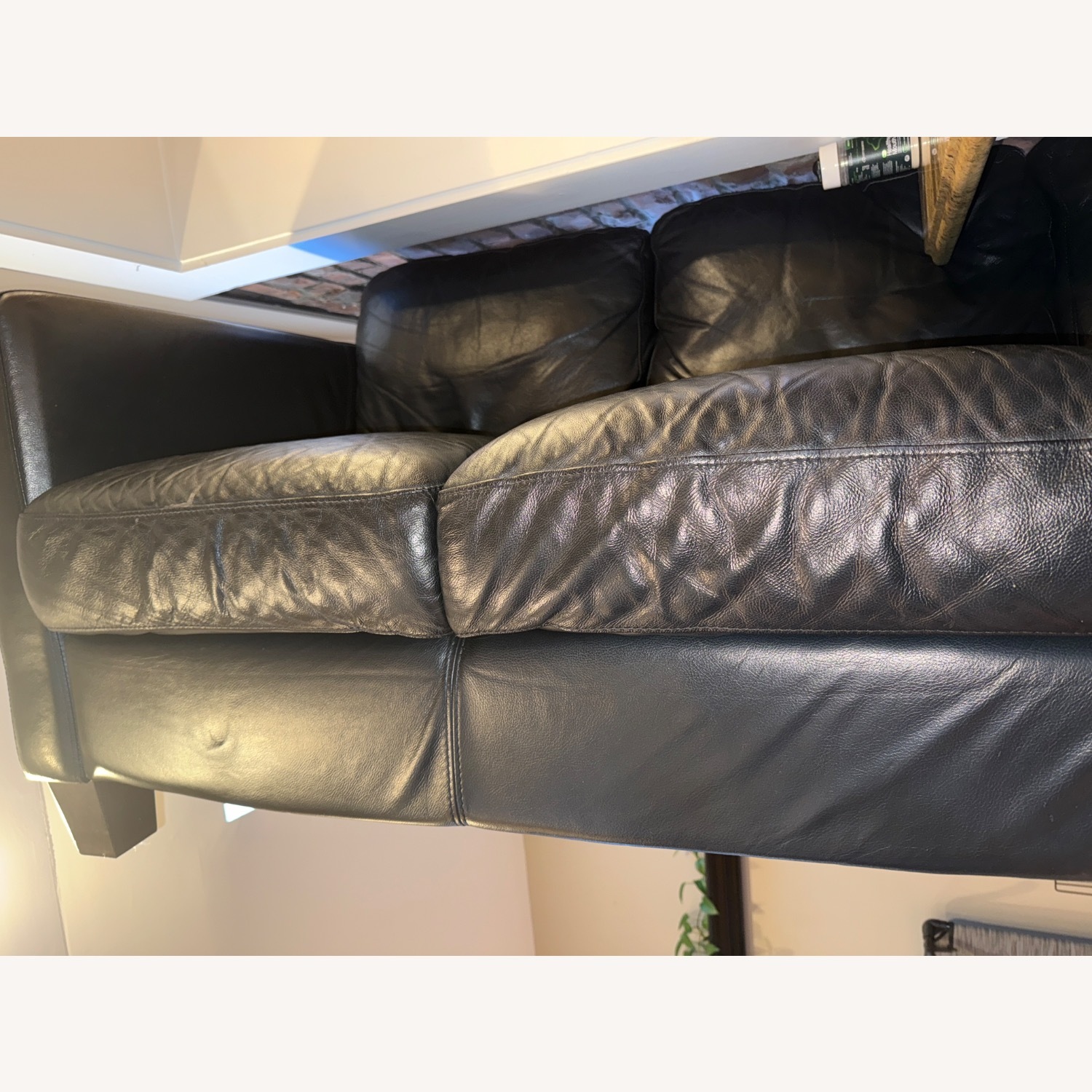 Black Leather 7 Cushion Sectional U-Shaped - image-7