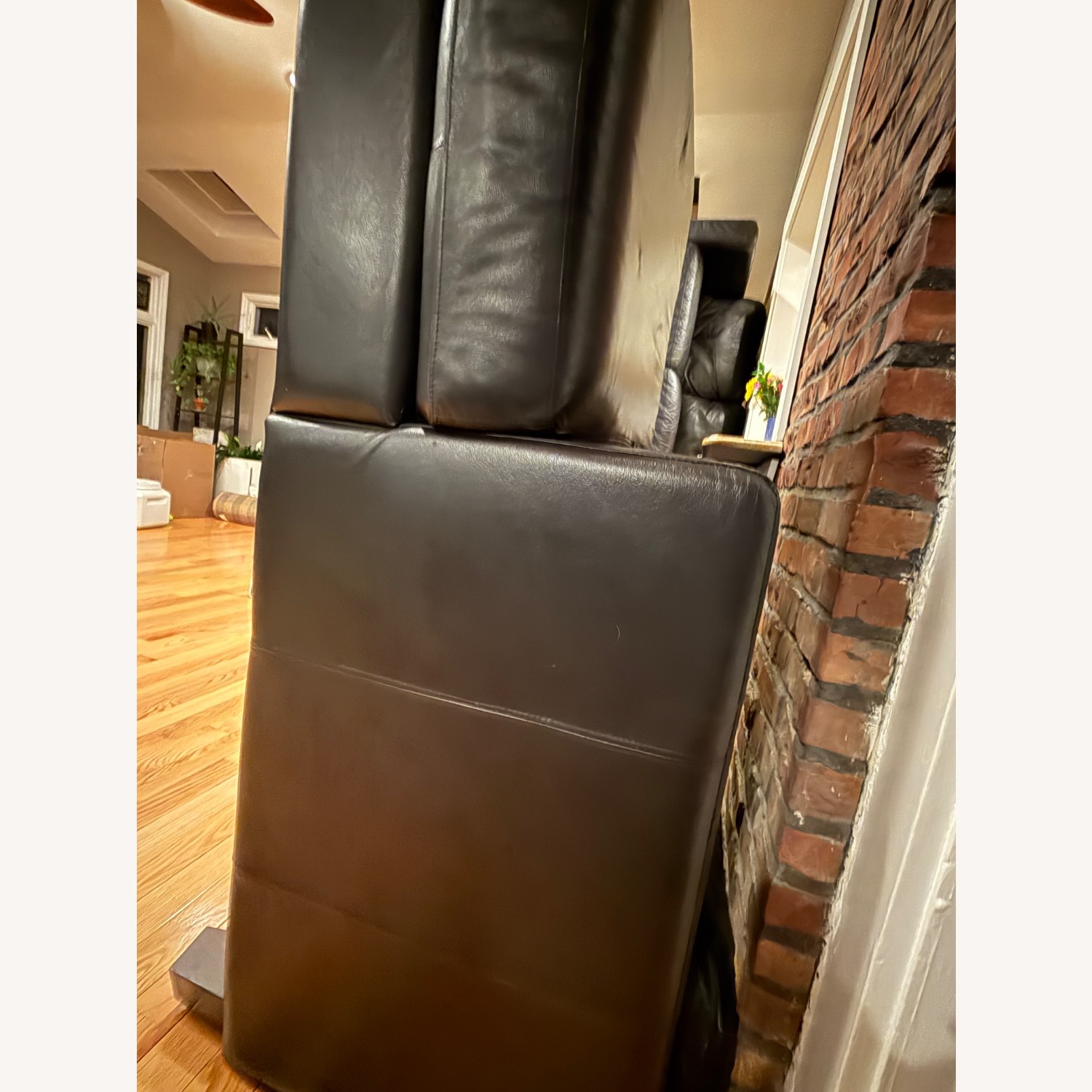 Black Leather 7 Cushion Sectional U-Shaped - image-5