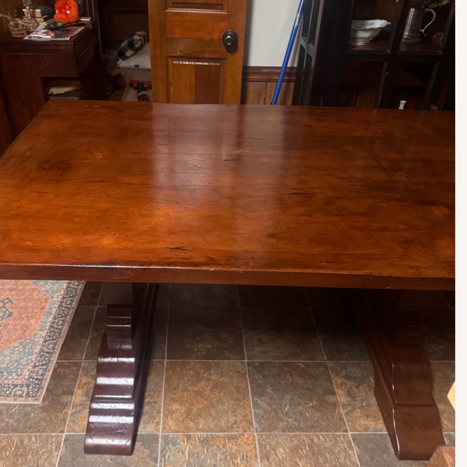 Dark Brown Wood Dining Table - image-3