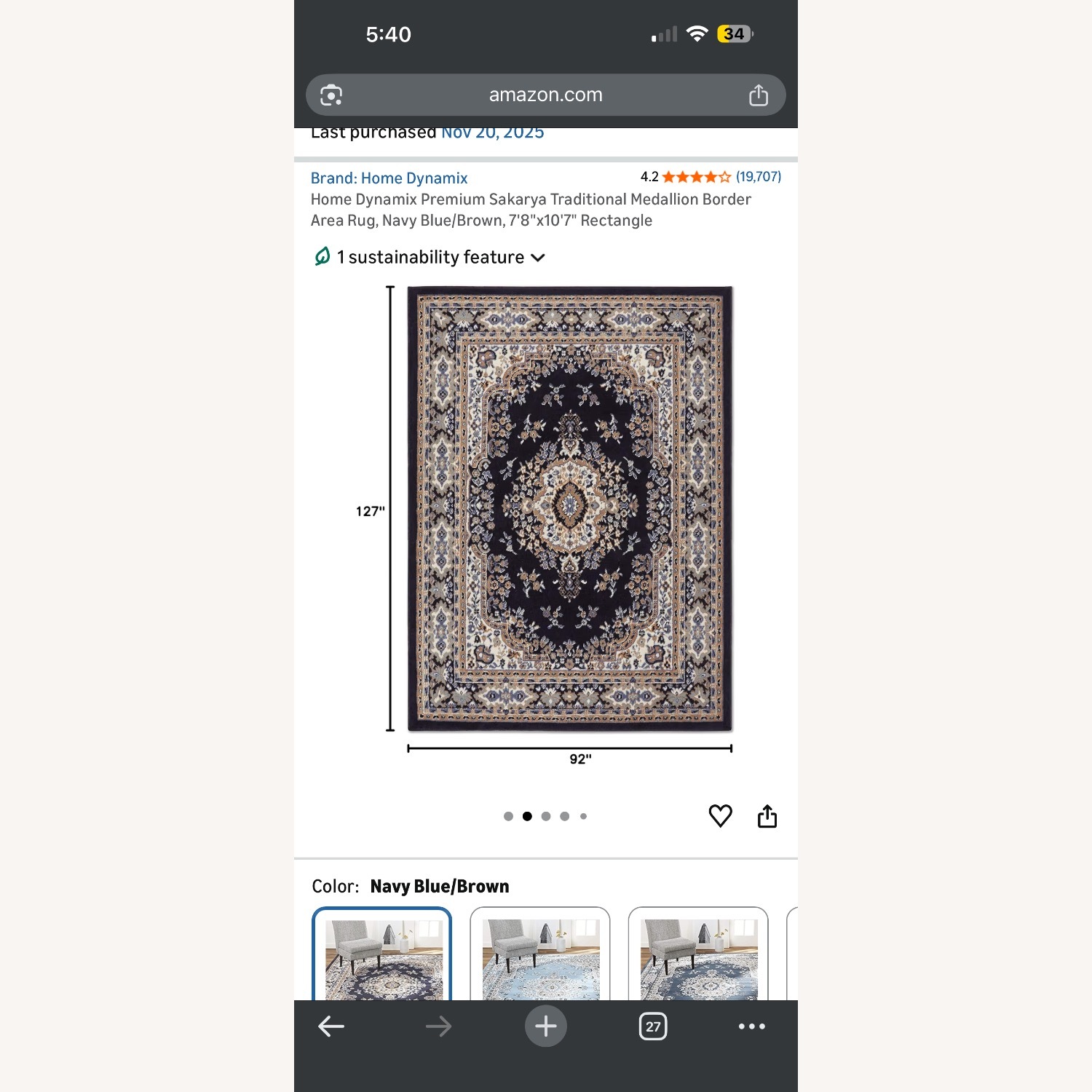 Home Dynamix Blue Persian Area Rug 8' x 10'   - image-2