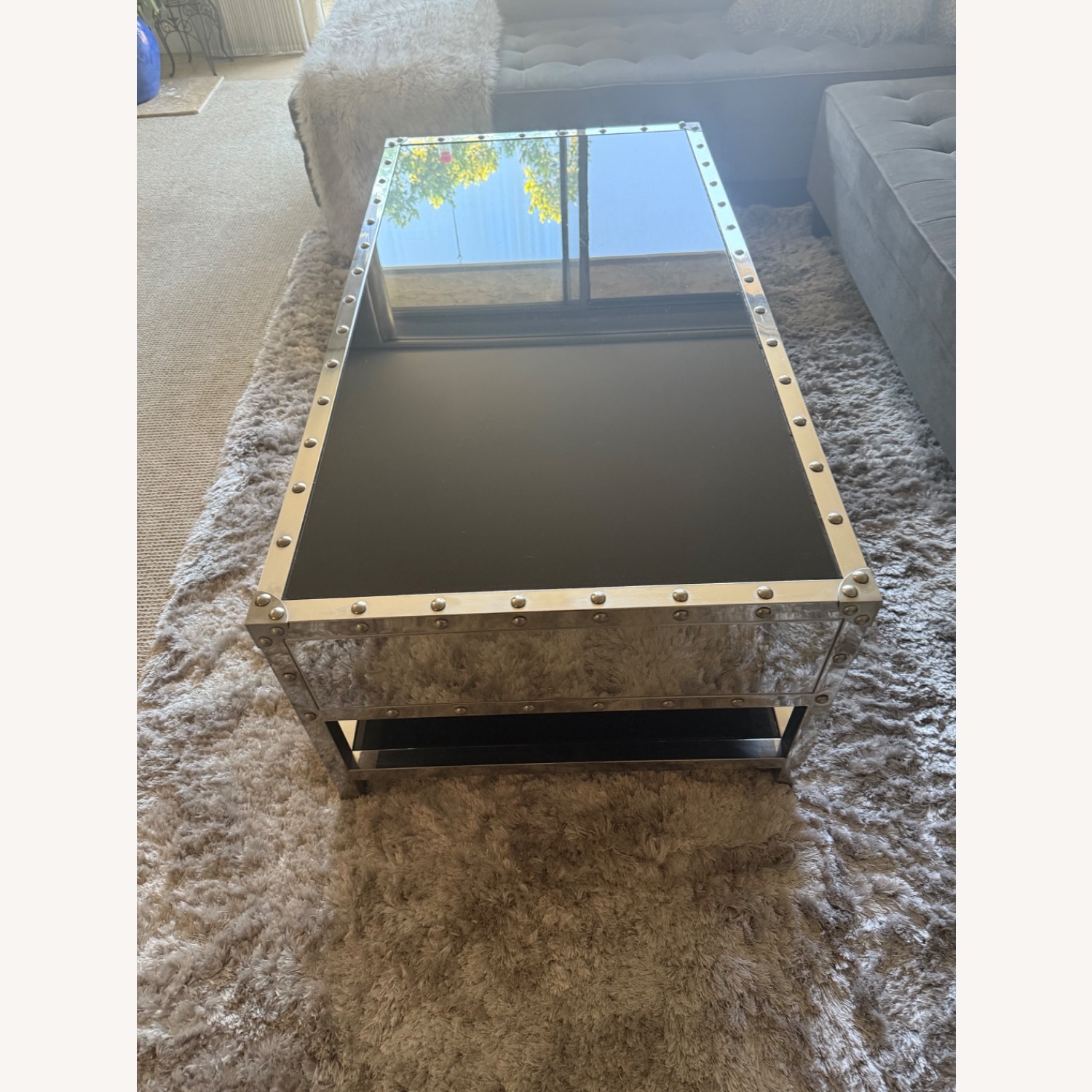 Z Gallerie Flight Silver Metal Coffee Table - image-2