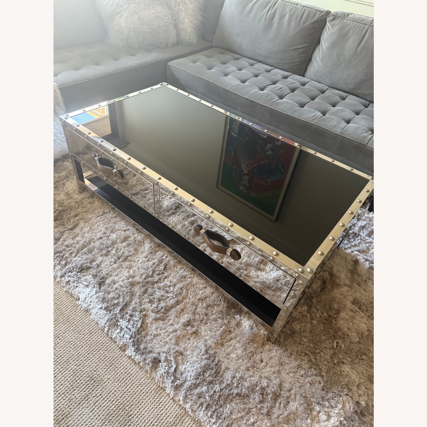 Z Gallerie Flight Silver Metal Coffee Table - image-3