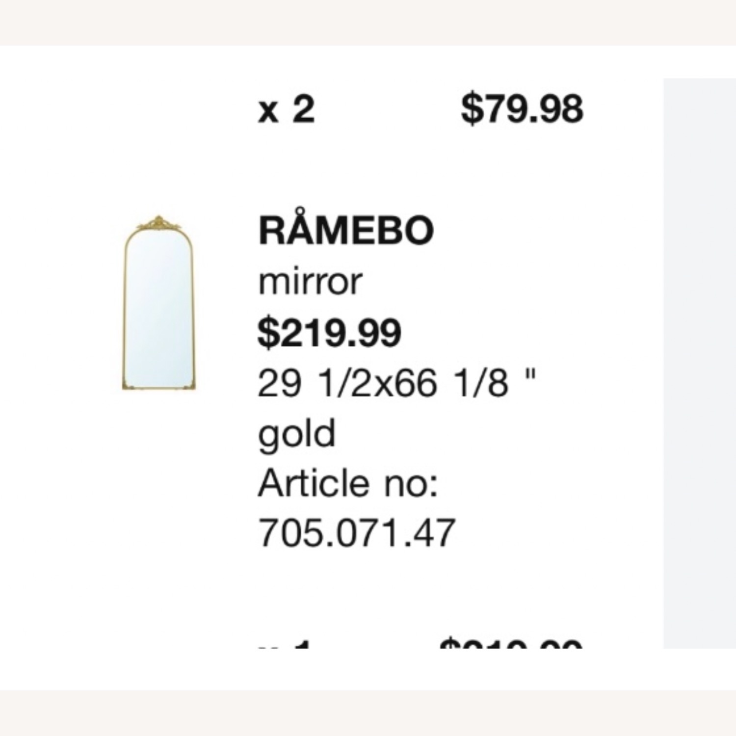 IKEA Gold Metal Floor Mirror - AptDeco