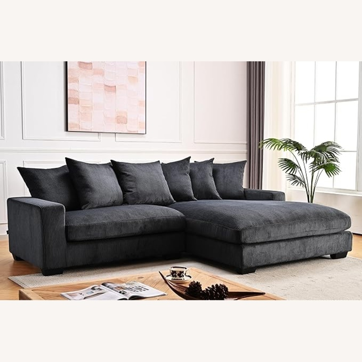 Amazon Dark Gray Fabric 2 Piece Sectional - image-0