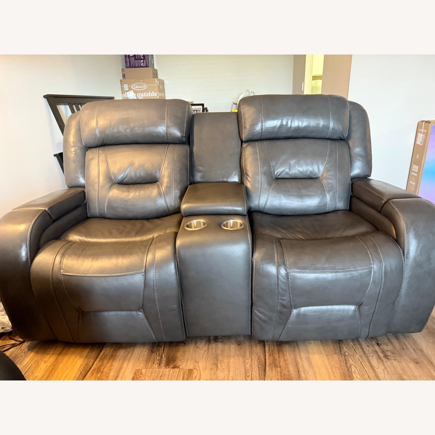 Bob's Discount Furniture Dark Gray 2 Seater Sofa - image-0
