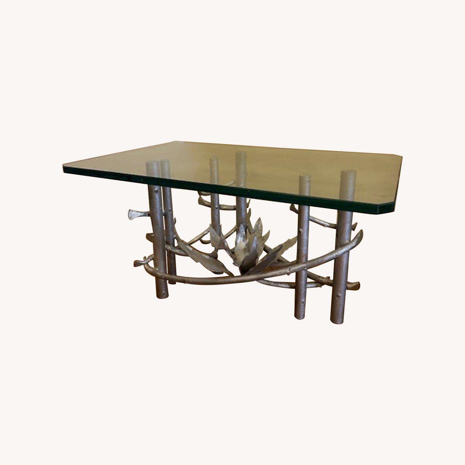 Vintage/Antique Silver Glass Coffee Table - image-0