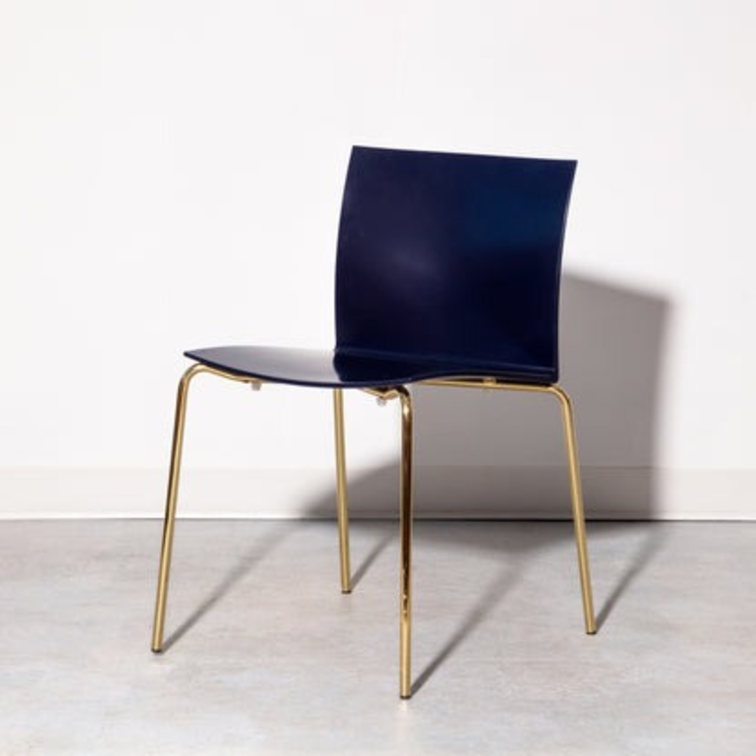 CB2 Slim Navy and Gold Chairs  - image-1