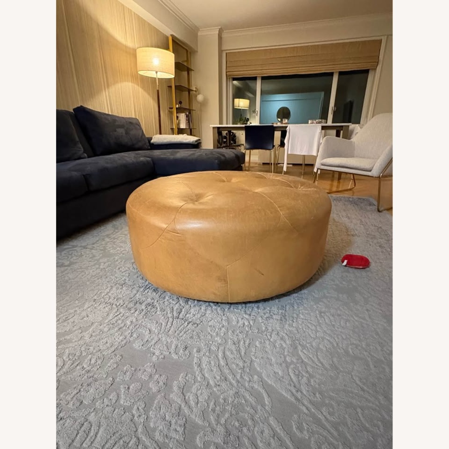 Article Timpani Dark Brown Leather Ottoman - image-2