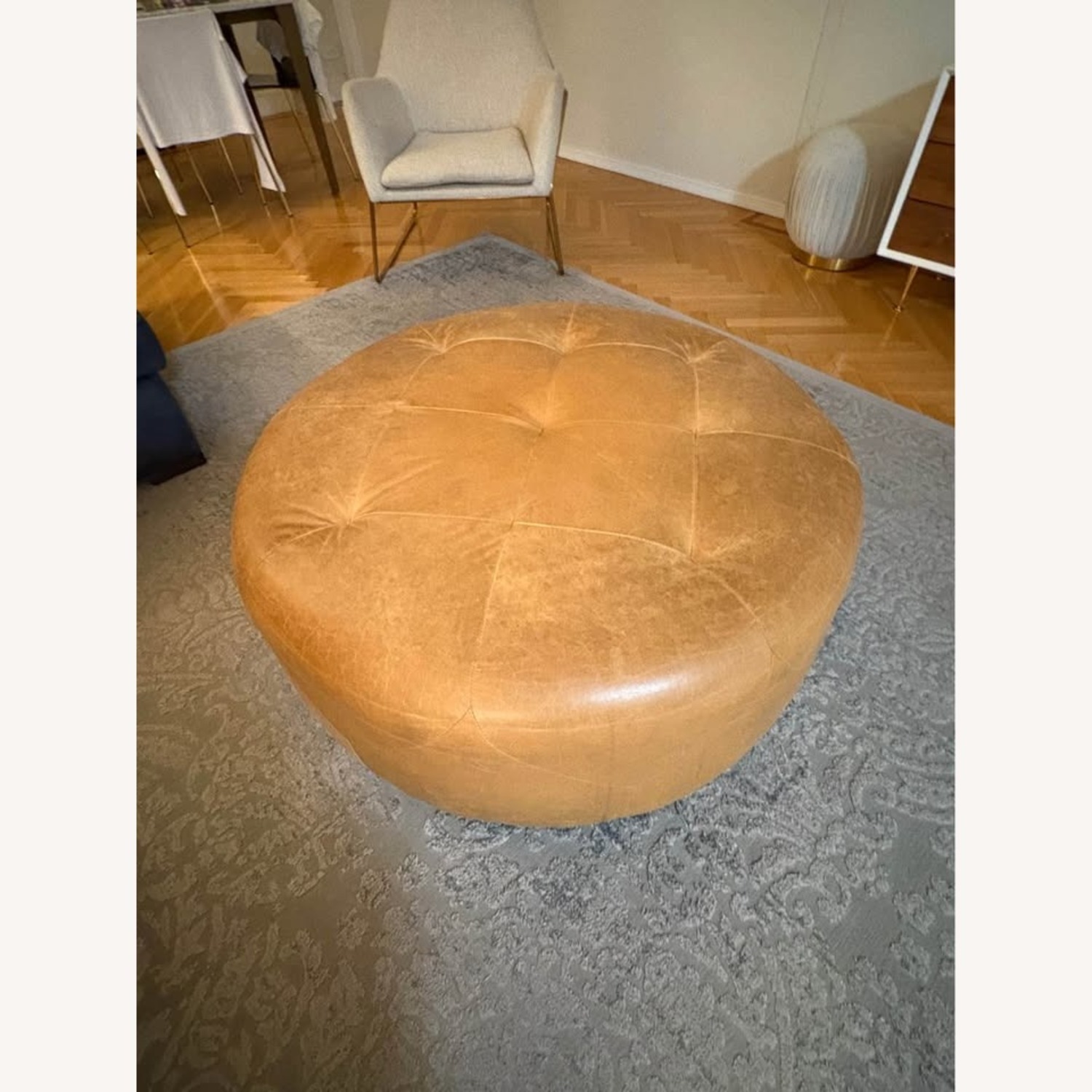 Article Timpani Dark Brown Leather Ottoman - image-3