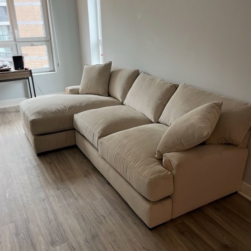 Used Macy's Light Gray Fabric 2 Piece Sectional for sale on AptDeco