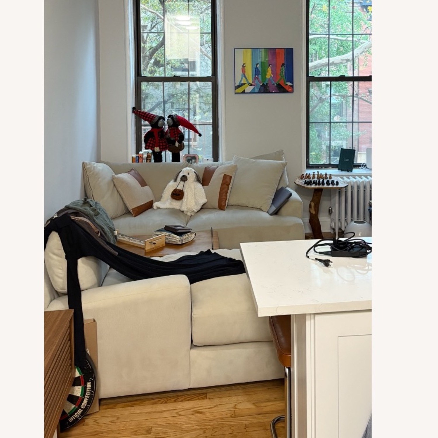 Macy's Light Gray Fabric 2 Piece Sectional - image-3