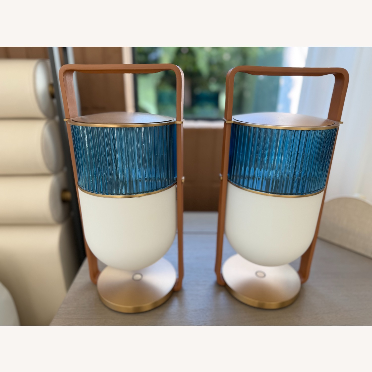 Poltrona Frau Blue Glass Table Lamps - image-1