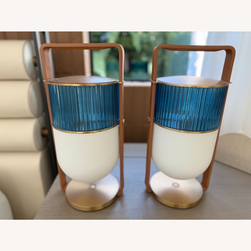 Used Poltrona Frau Blue Glass Table Lamps for sale on AptDeco