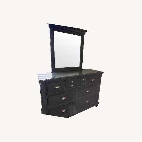Used Rooms To Go Blue Wood Dresser with Mirror  for sale on AptDeco