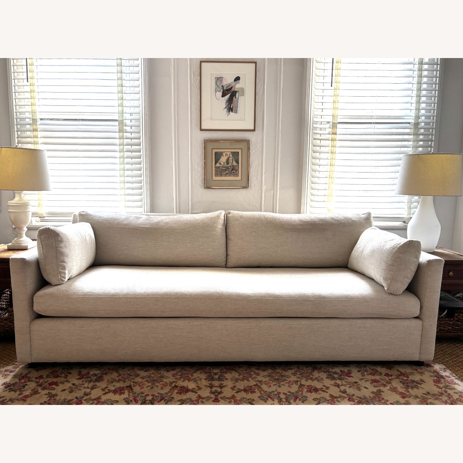 West Elm Marin White Fabric 3+ Seater Sofa - image-1
