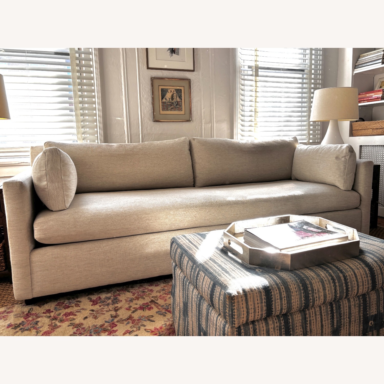 West Elm Marin White Fabric 3+ Seater Sofa - image-10